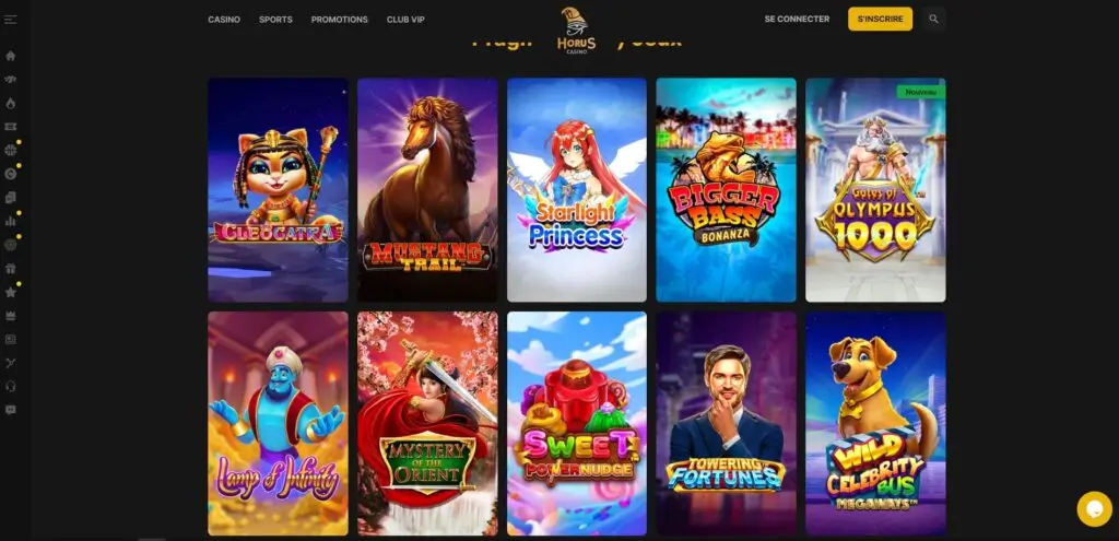 Jouez aux meilleurs jeux de casino grâce à la sélection de +10 000 titres de Horus Casino