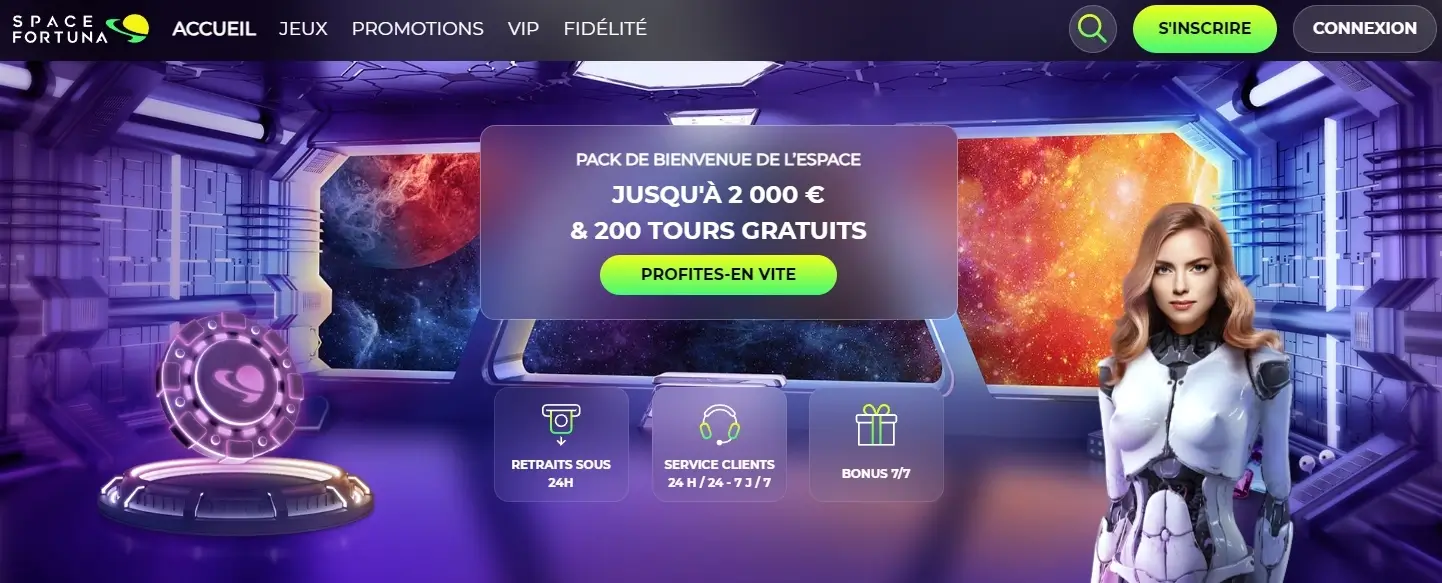 Inscrivez-vous sur Space Fortuna pour gagner votre bonus de 1 000 € + 100 Free Spins