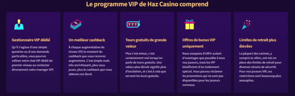Découvrez les avantages palpitant du programme VIP de Haz Casino